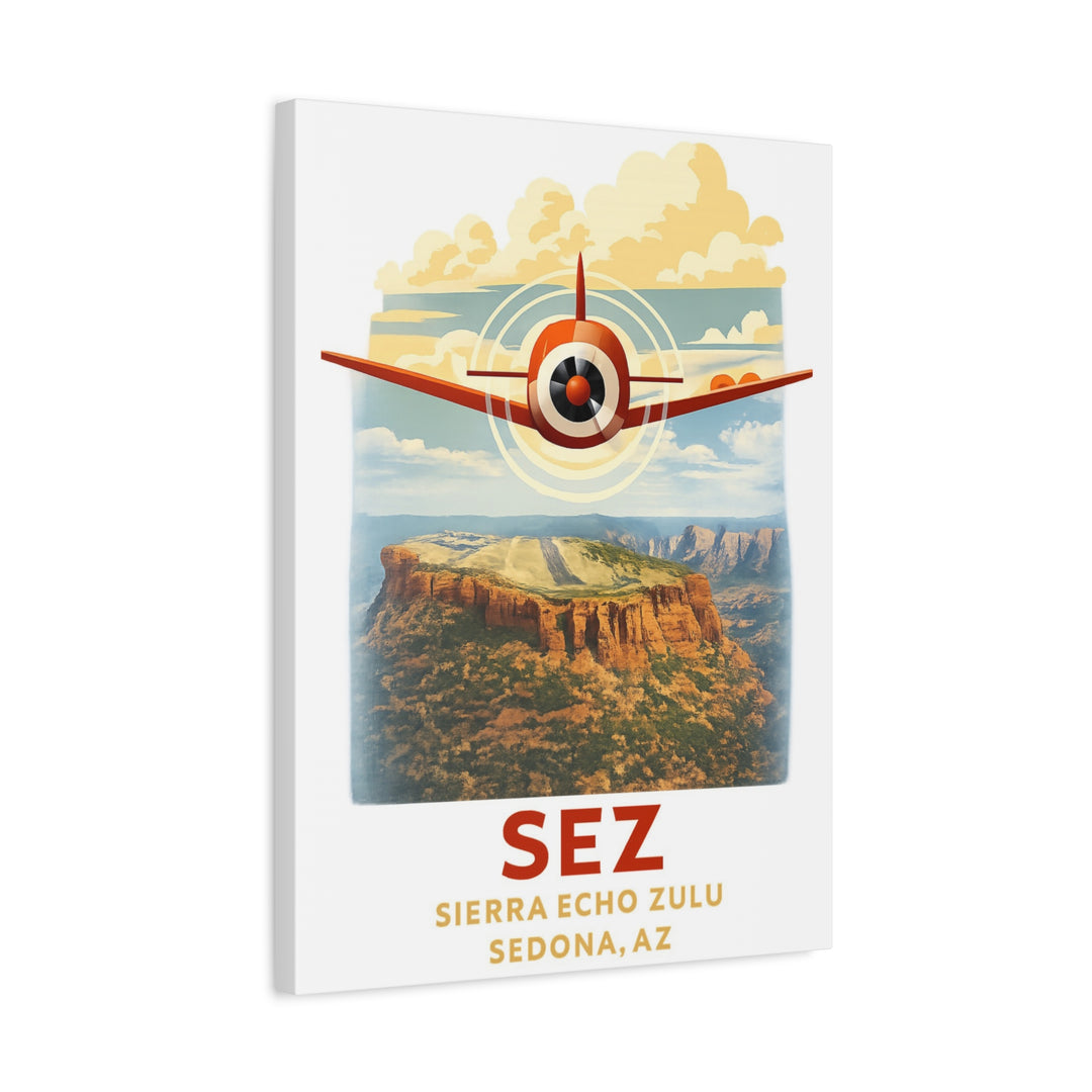 Sedona SEZ Vintage- Aviation Canvas Wall Art | Pilot & Airport Artwork