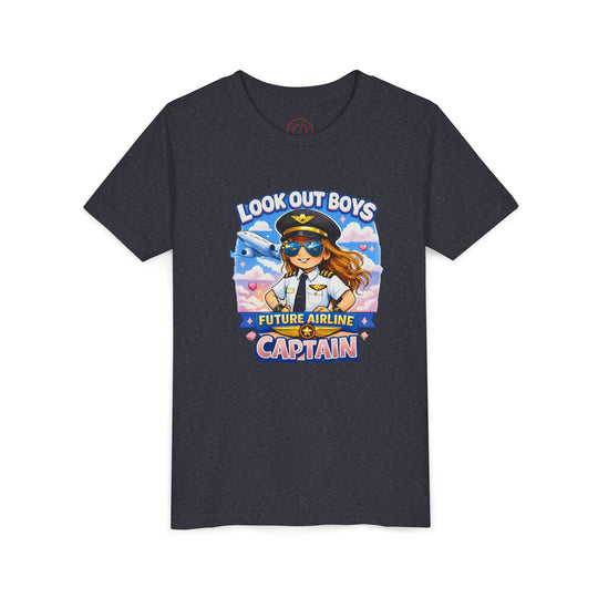 Future Airline Captain Youth T-Shirt – “Look Out Boys”