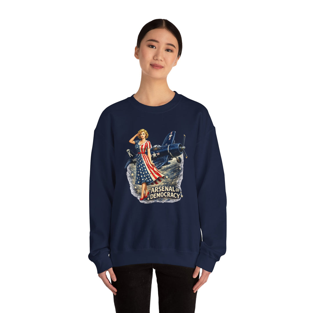 Arsenal of Democracy Vintage Pin-Up Plane- Sweatshirt