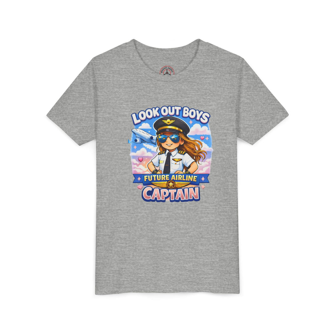 Future Airline Captain Youth T-Shirt – “Look Out Boys”