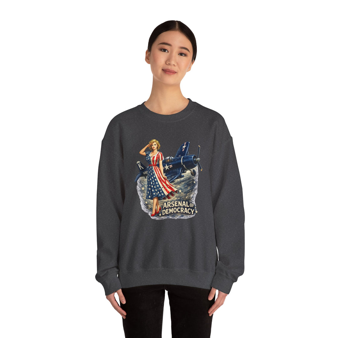 Arsenal of Democracy Vintage Pin-Up Plane- Sweatshirt