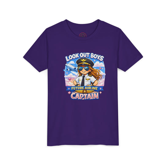 Future Airline Captain Youth T-Shirt – “Look Out Boys”