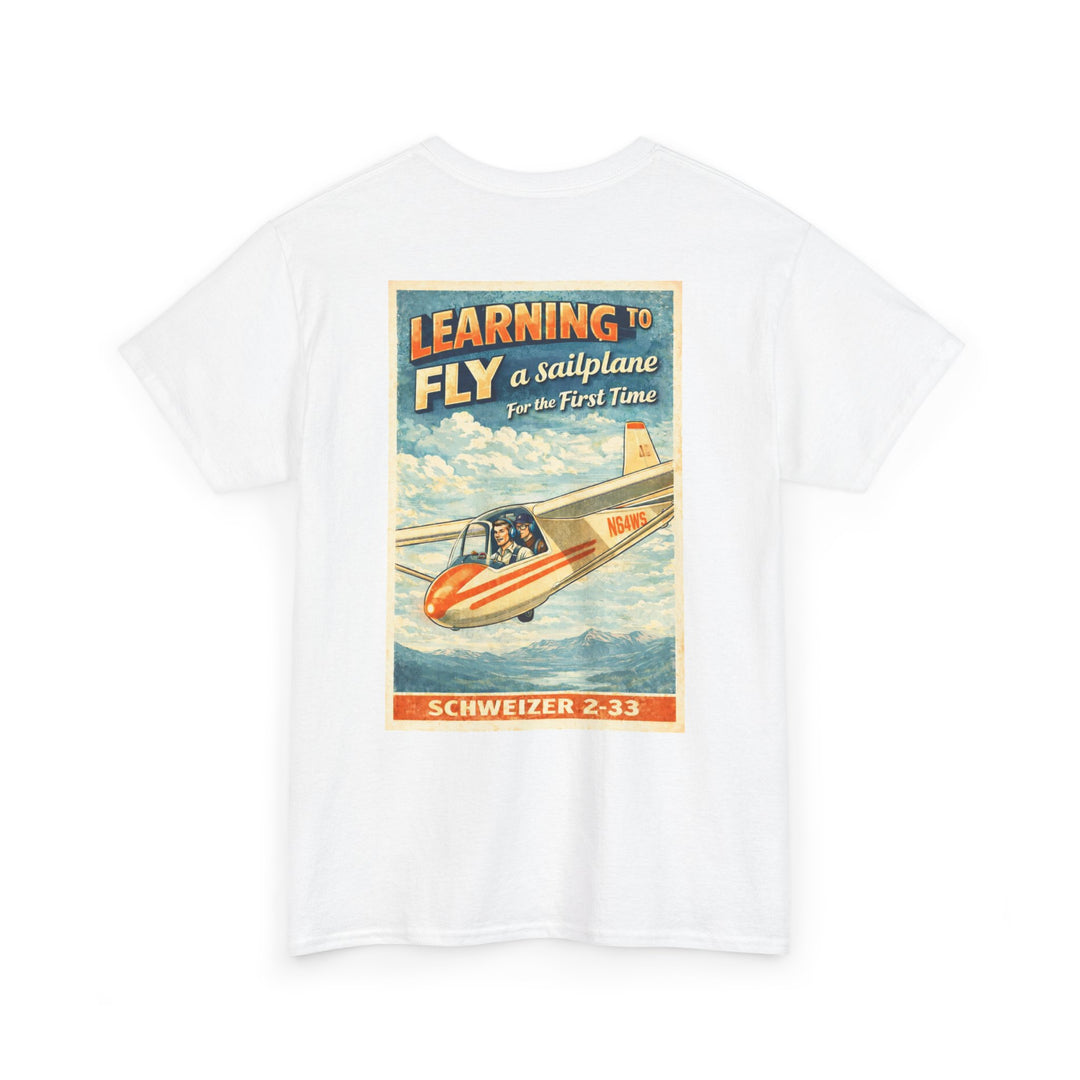 Vintage Aviation Graphic T-Shirt – “Learning to Fly” Sailplane