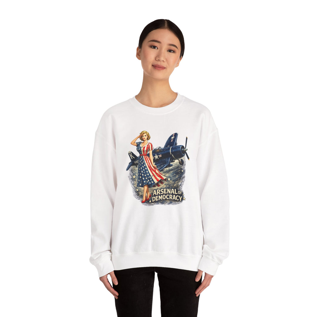 Arsenal of Democracy Vintage Pin-Up Plane- Sweatshirt