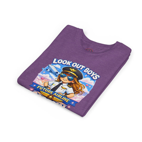 Future Airline Captain Youth T-Shirt – “Look Out Boys”
