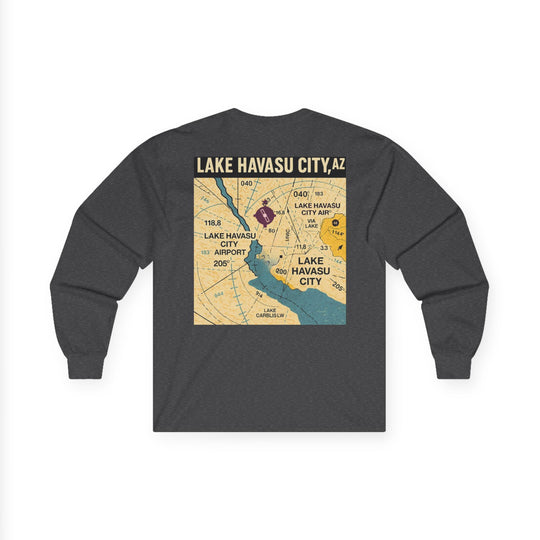 Lake Havasu City KHII Vintage Aviation Map Long Sleeve T-Shirt