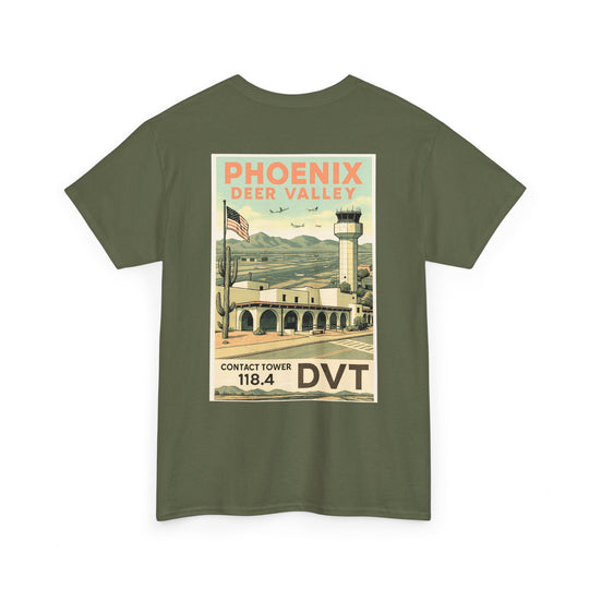 Phoenix Deer Valley Airport Aviation Graphic T-Shirt – Retro Poster