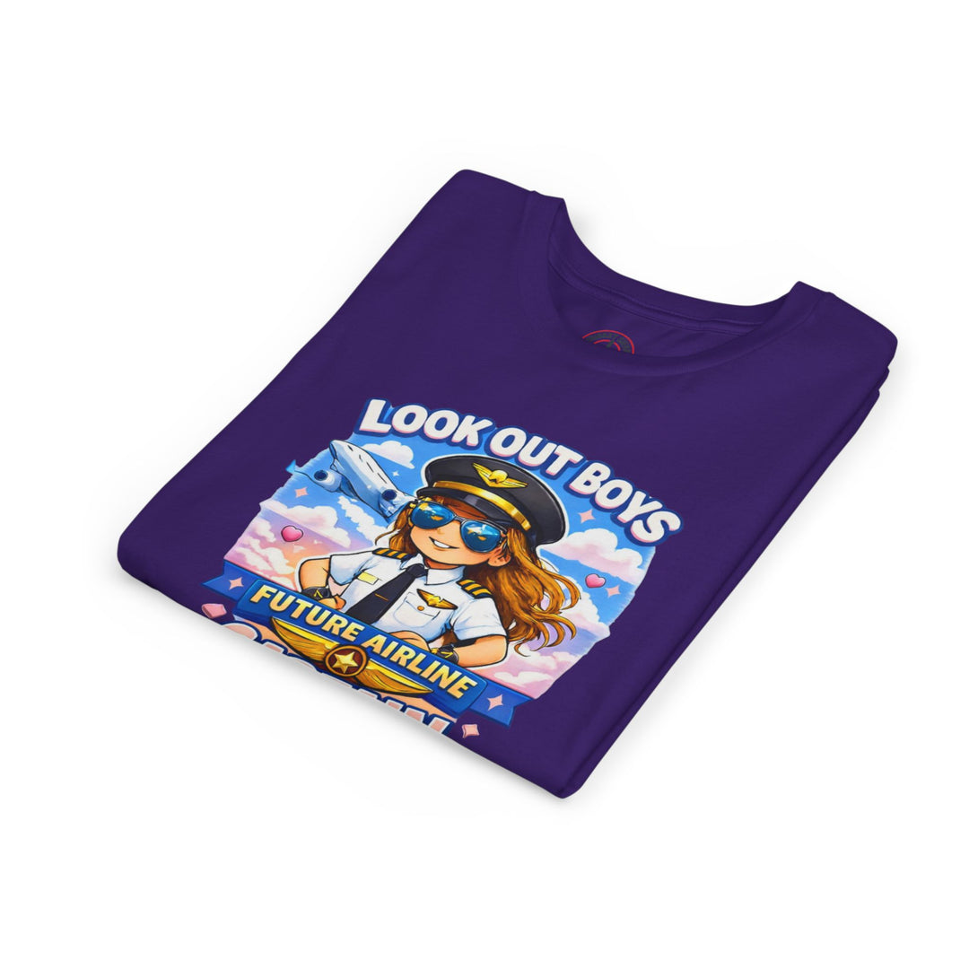 Future Airline Captain Youth T-Shirt – “Look Out Boys”