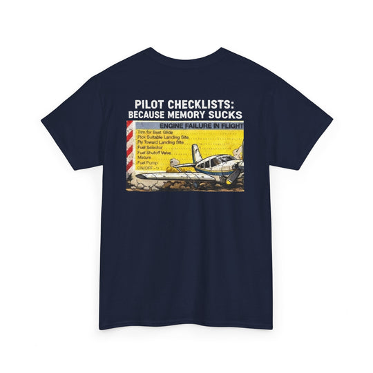 Pilot Checklists Aviation Graphic T-Shirt – Because Memory Sucks