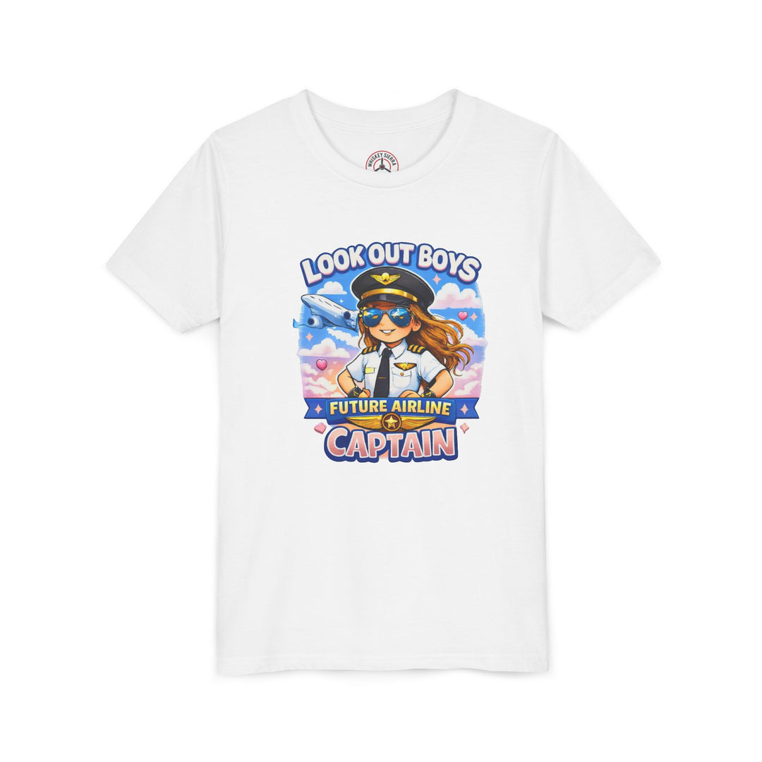 Future Airline Captain Youth T-Shirt – “Look Out Boys”