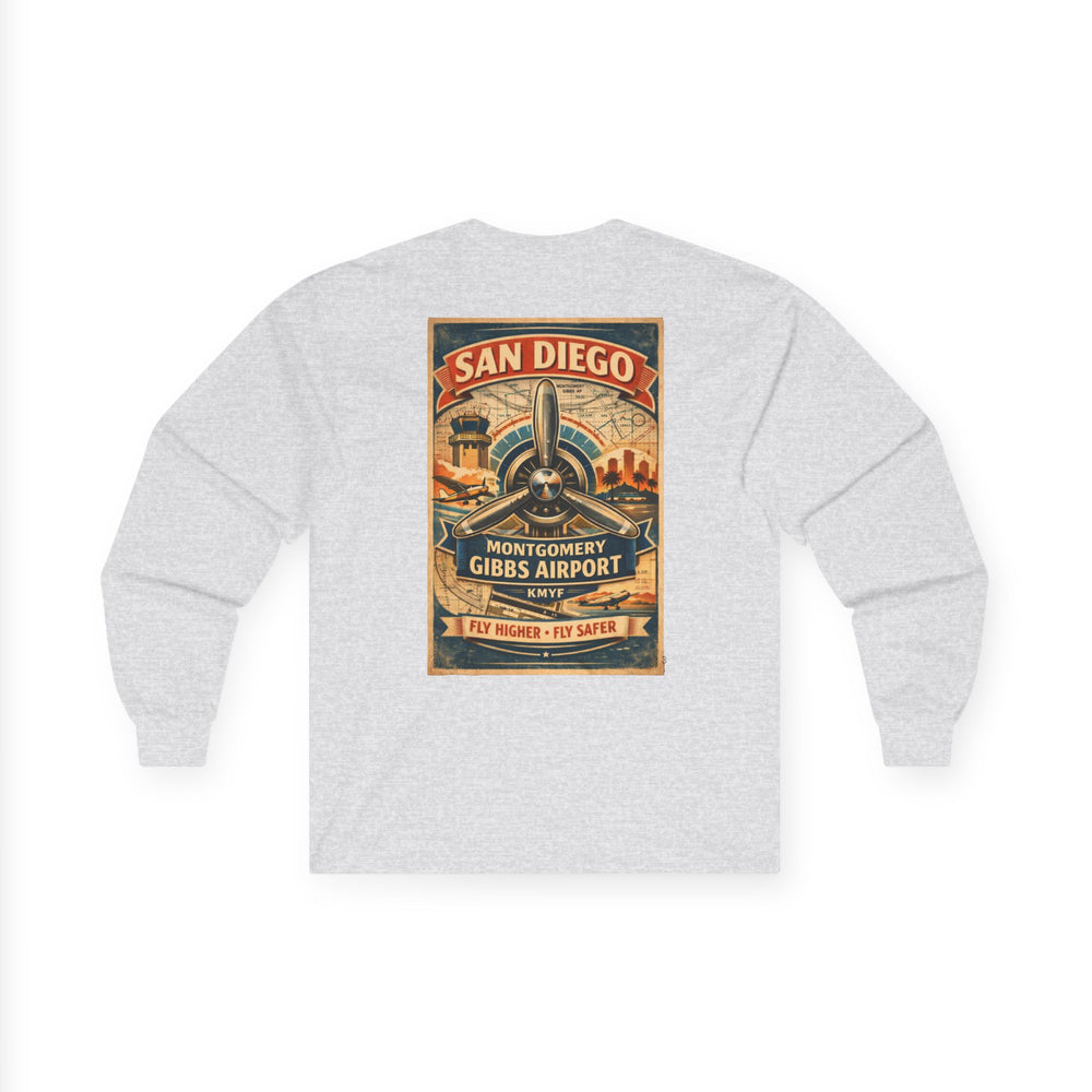Montgomery-Gibbs Airport Aviation Long Sleeve T-Shirt – San Diego Vintage Poster