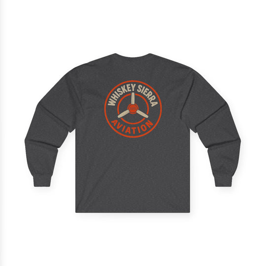 Orange Aviation Logo Long Sleeve Tee — "Whiskey Sierra Aviation" Pilot Shirt