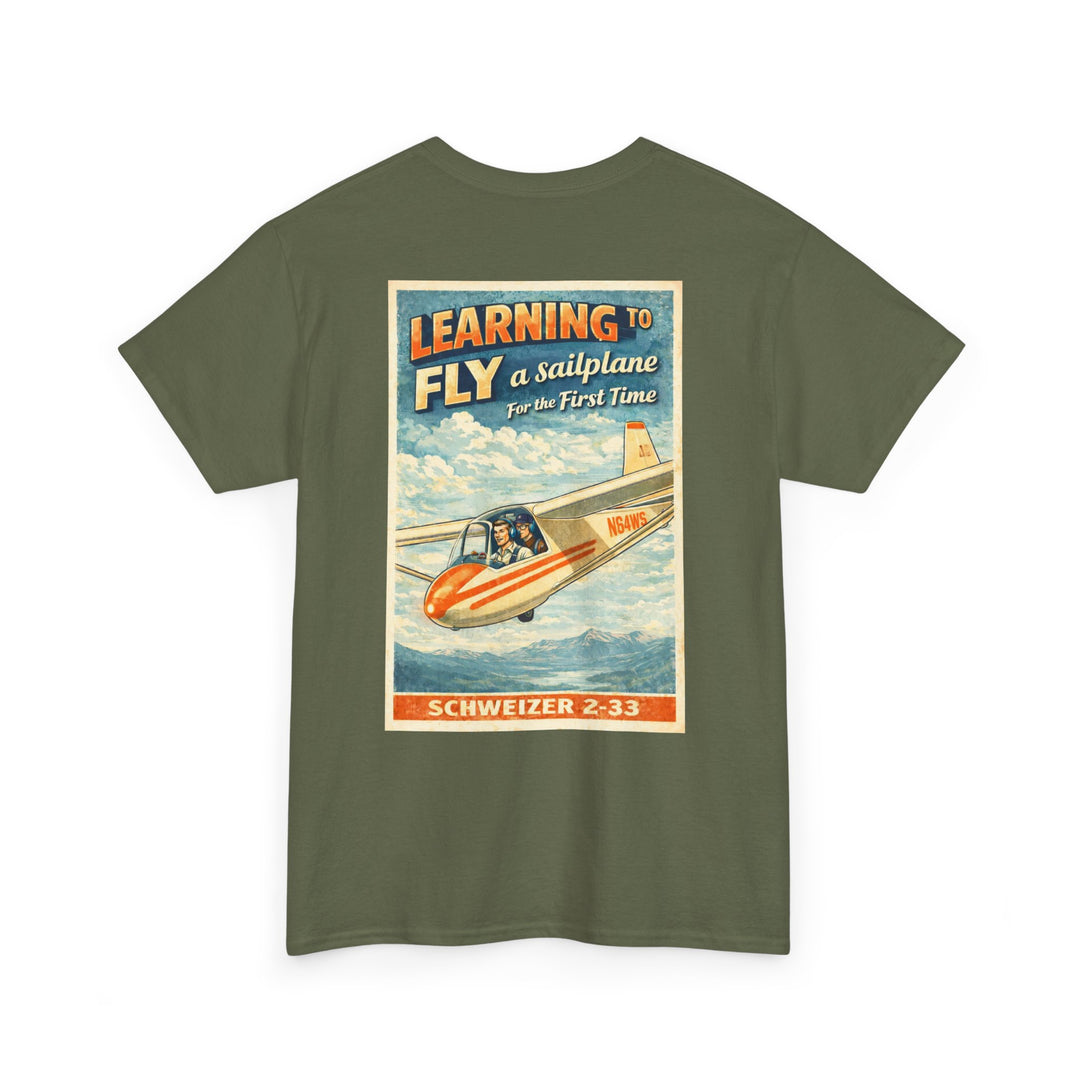 Vintage Aviation Graphic T-Shirt – “Learning to Fly” Sailplane