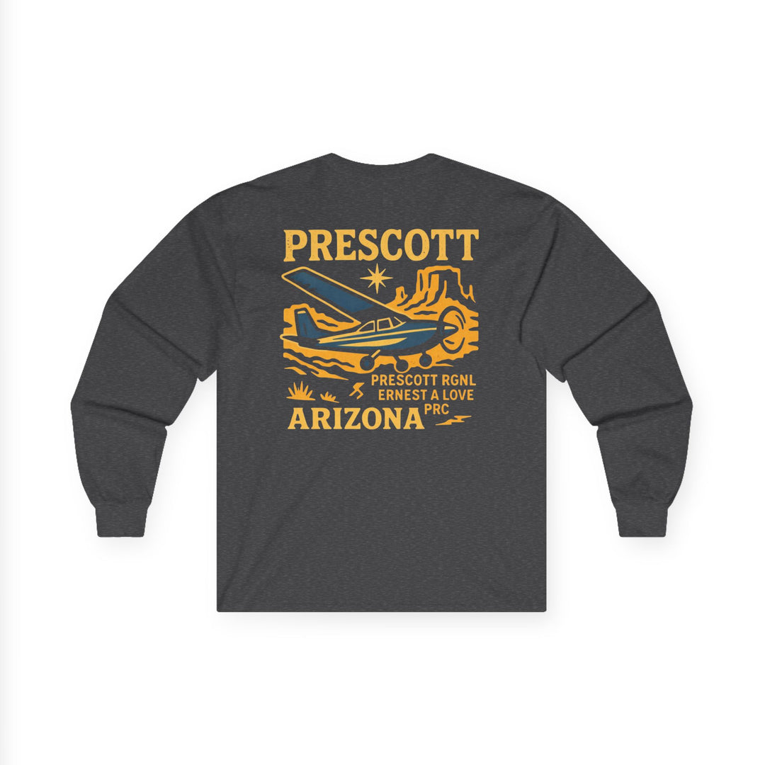 Prescott Regional Airport Aviation Long Sleeve T-Shirt – PRC Thumb Butte Vintage
