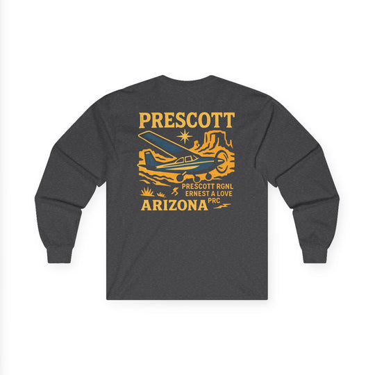 Prescott Regional Airport Aviation Long Sleeve T-Shirt – PRC Thumb Butte Vintage