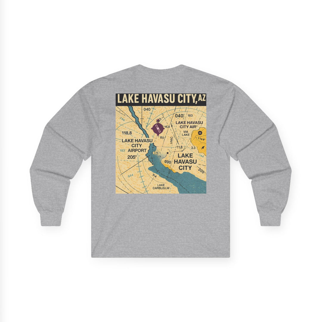 Lake Havasu City KHII Vintage Aviation Map Long Sleeve T-Shirt