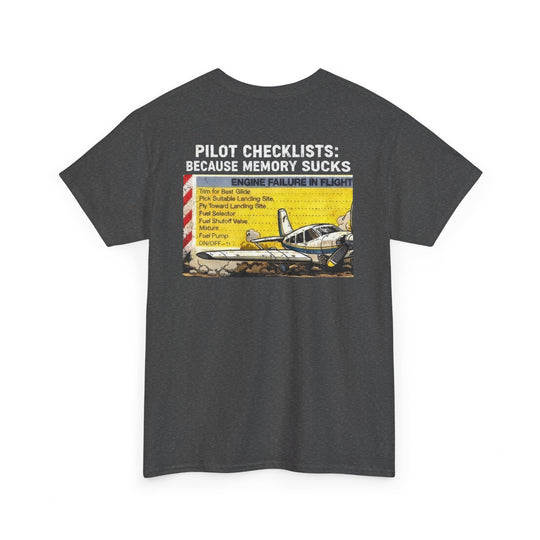Pilot Checklists Aviation Graphic T-Shirt – Because Memory Sucks