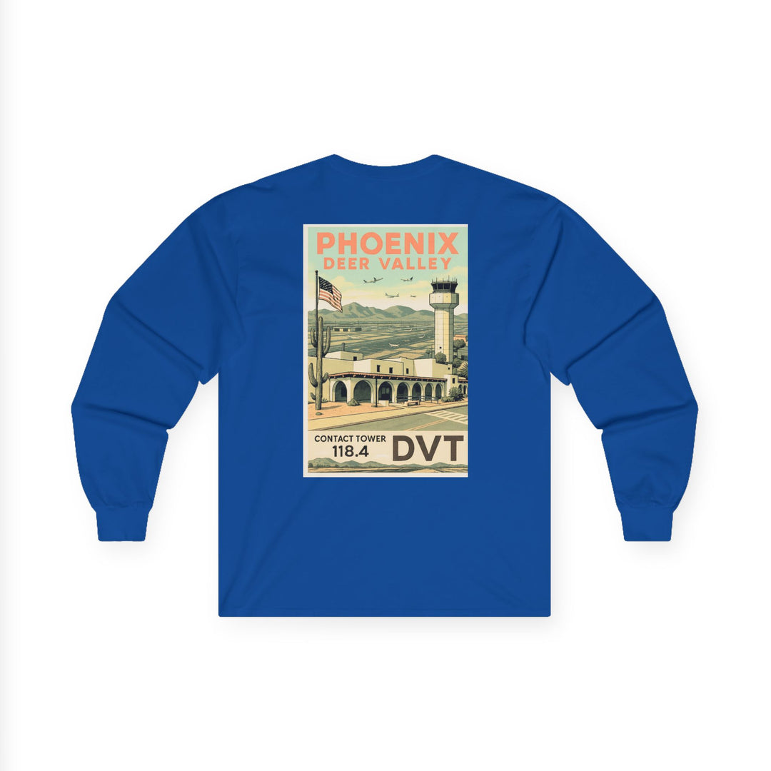 Phoenix Deer Valley Airport Aviation Long Sleeve T-Shirt – Retro Poster