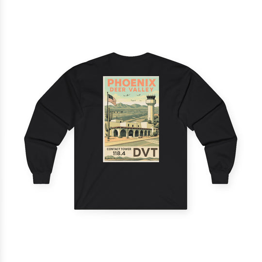 Phoenix Deer Valley Airport Aviation Long Sleeve T-Shirt – Retro Poster