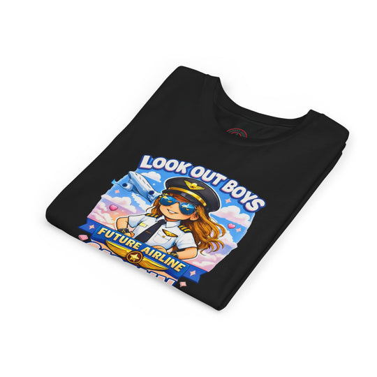 Future Airline Captain Youth T-Shirt – “Look Out Boys”