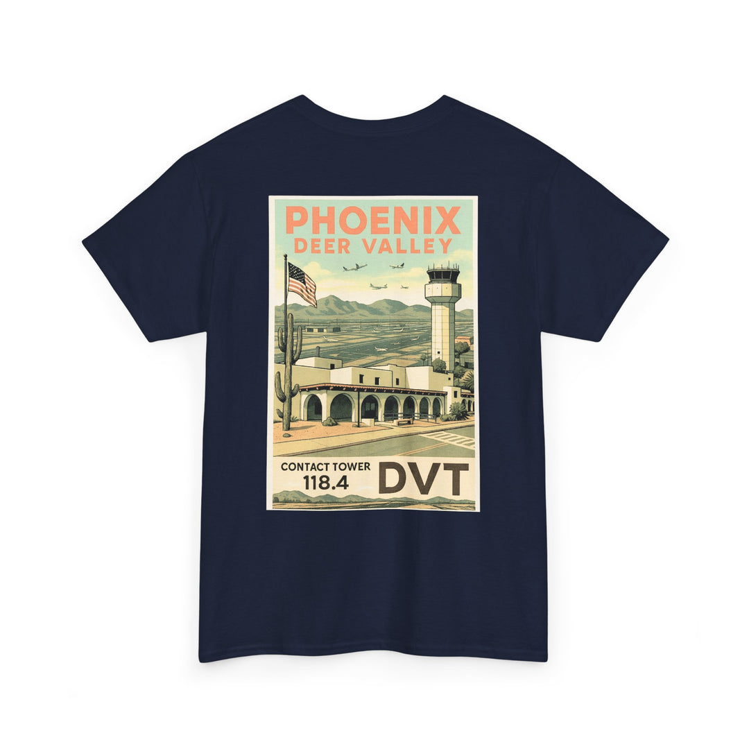Phoenix Deer Valley Airport Aviation Graphic T-Shirt – Retro Poster
