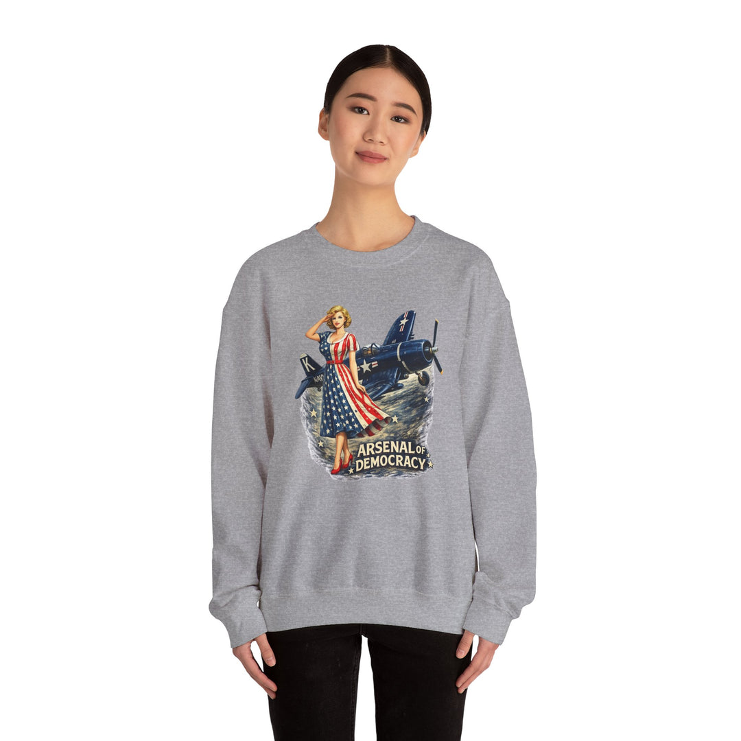 Arsenal of Democracy Vintage Pin-Up Plane- Sweatshirt