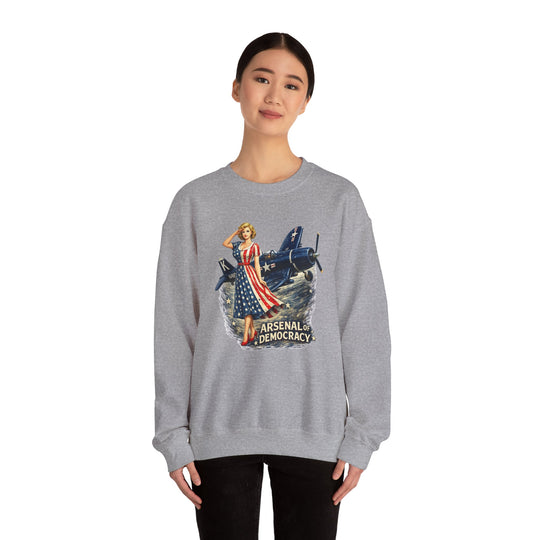 Arsenal of Democracy Vintage Pin-Up Plane- Sweatshirt