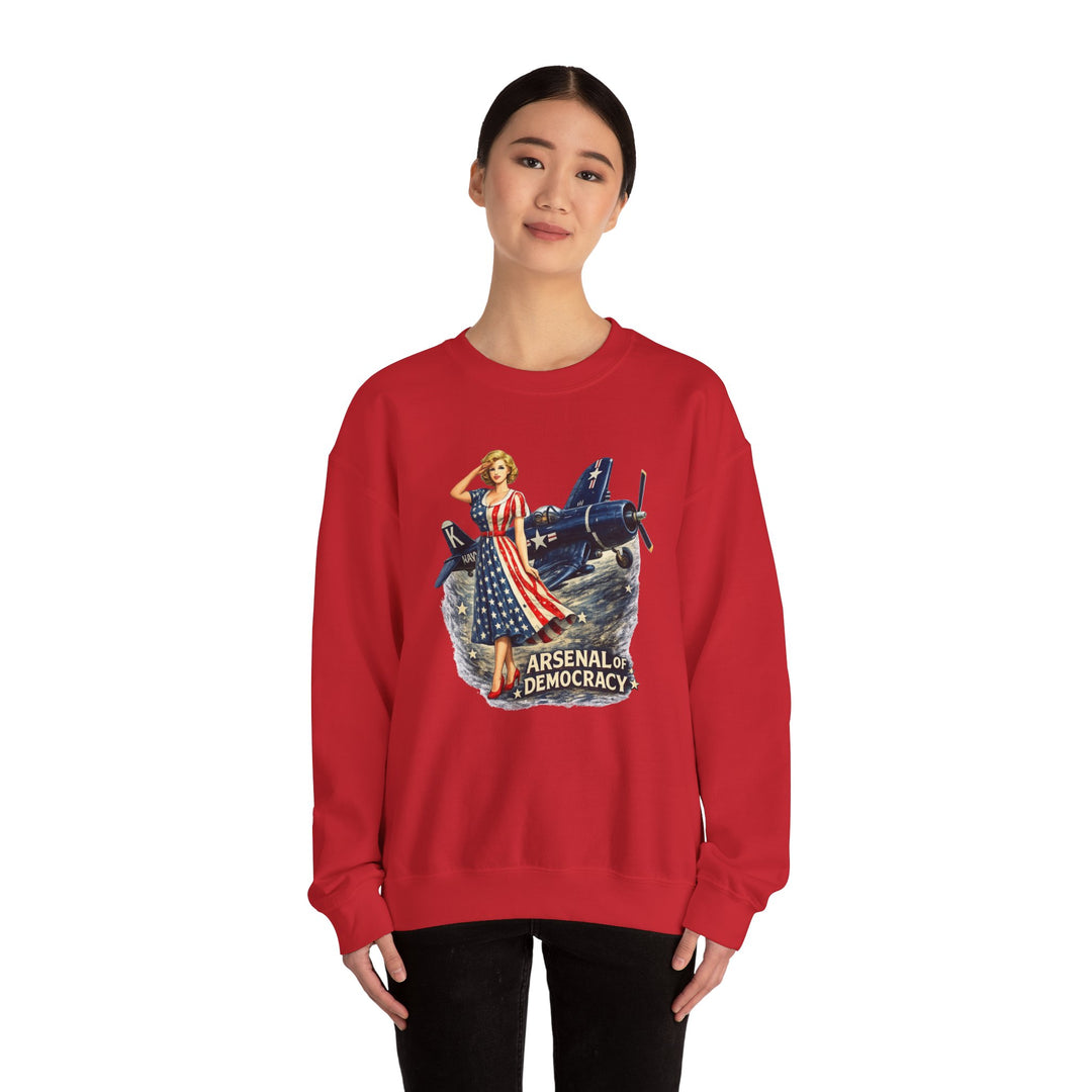 Arsenal of Democracy Vintage Pin-Up Plane- Sweatshirt