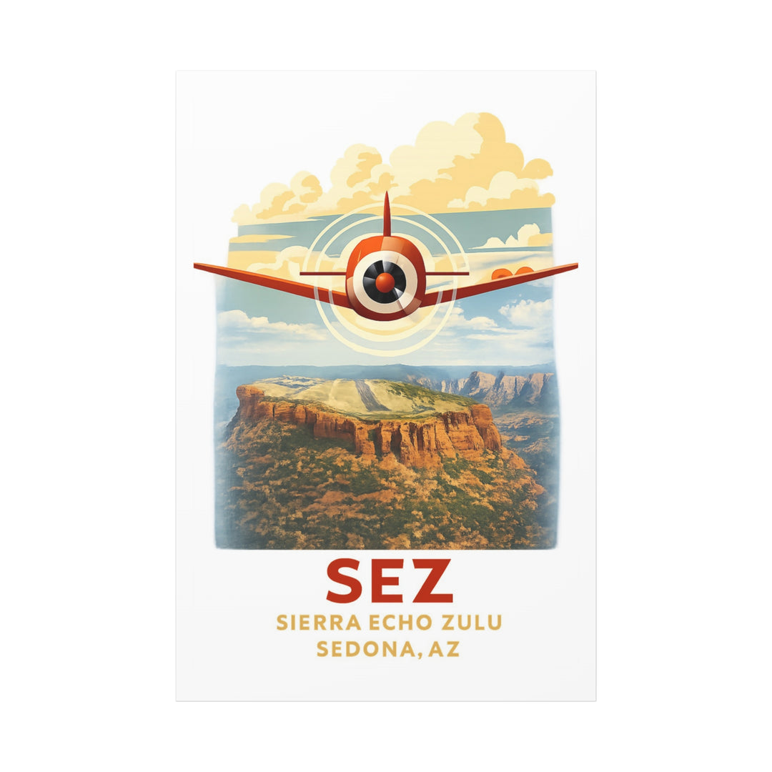 Sedona SEZ Vintage- Aviation Canvas Wall Art | Pilot & Airport Artwork