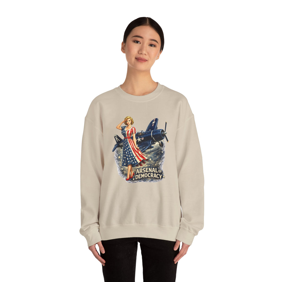 Arsenal of Democracy Vintage Pin-Up Plane- Sweatshirt