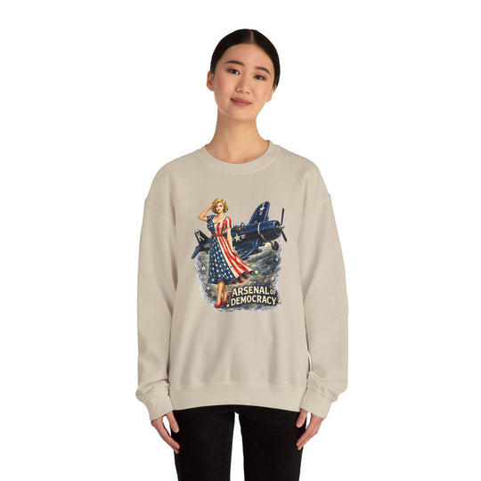 Arsenal of Democracy Vintage Pin-Up Plane- Sweatshirt