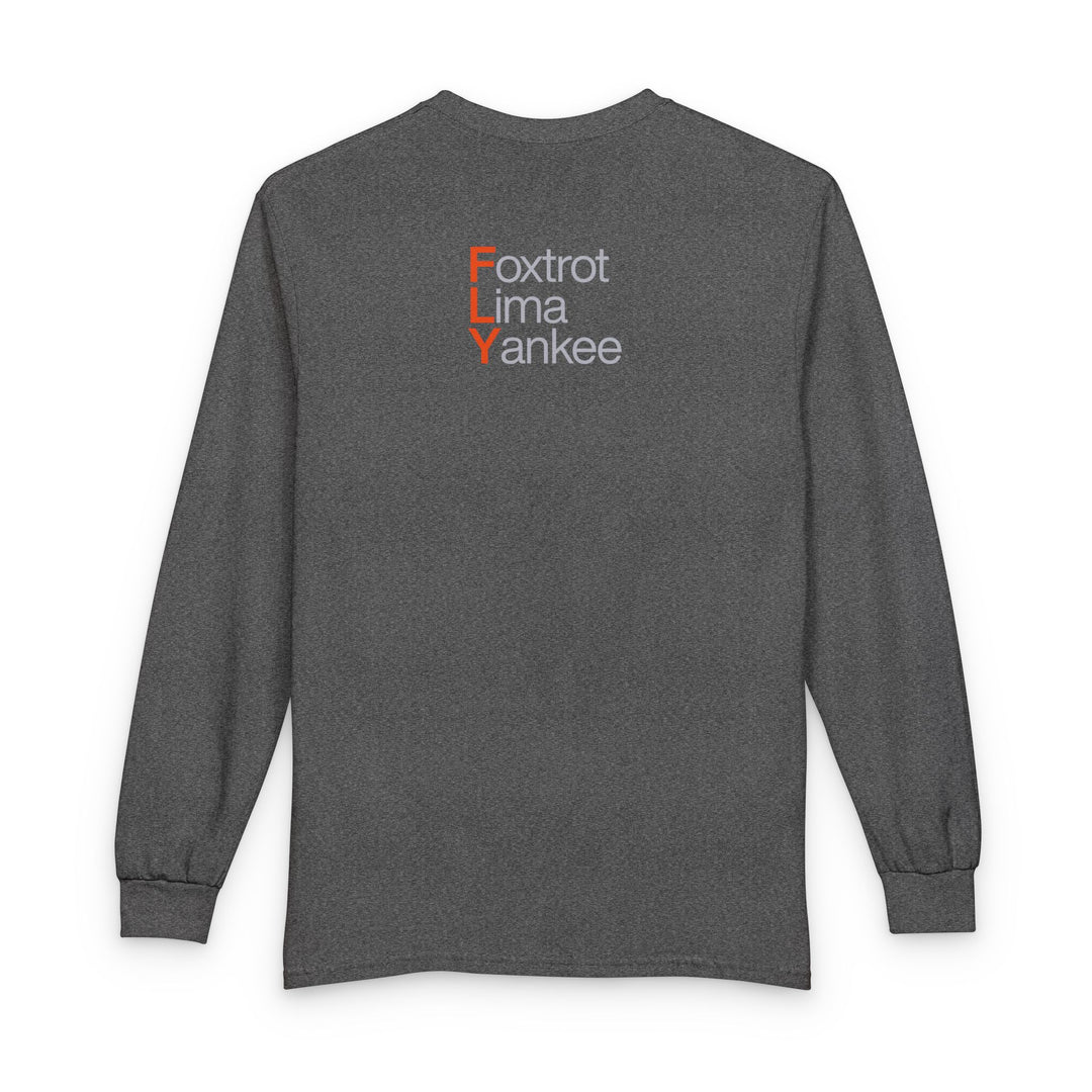 FLY Phonetic Alphabet Long Sleeve Tee — Minimal Aviation Crew Shirt