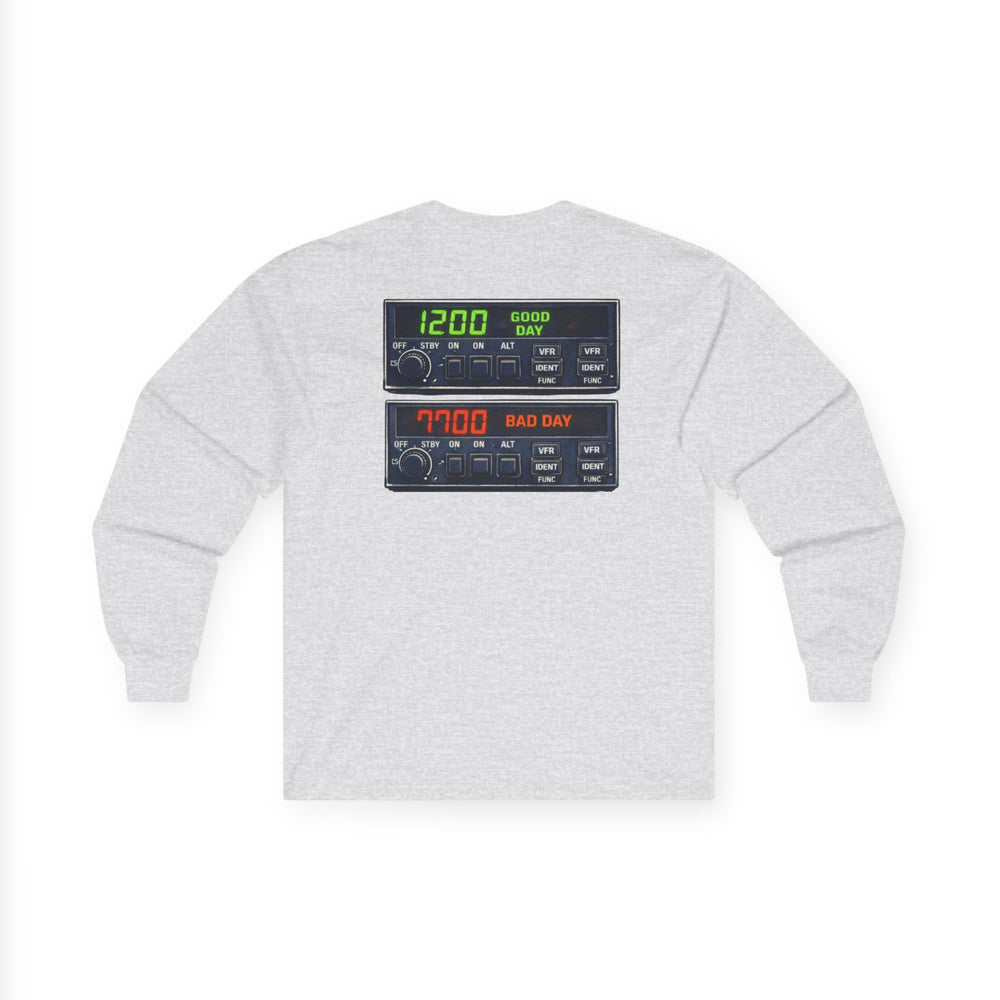 Transponder Aviation Long Sleeve T-Shirt – 1200 Good Day / 7700 Bad Day