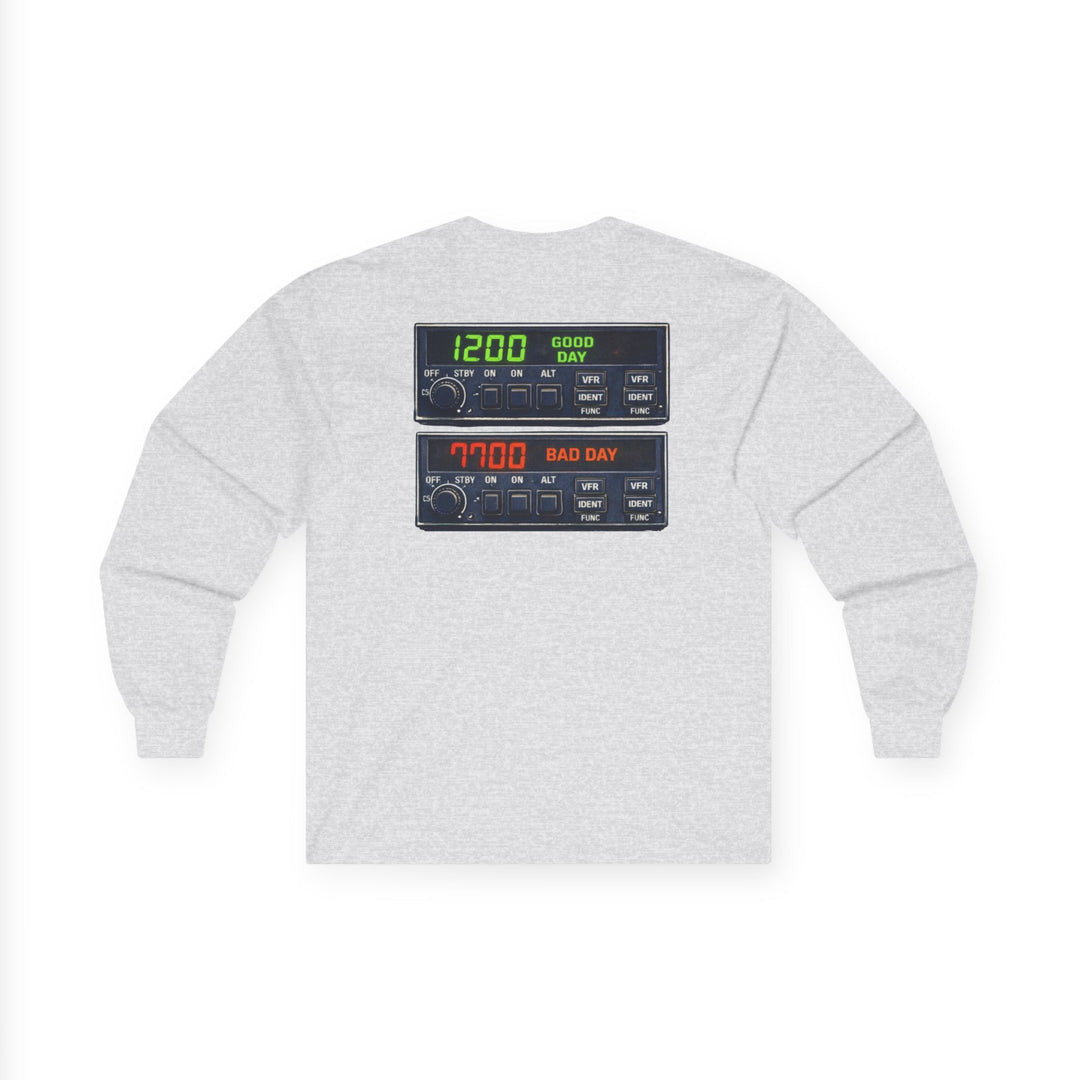 Transponder Aviation Long Sleeve T-Shirt – 1200 Good Day / 7700 Bad Day