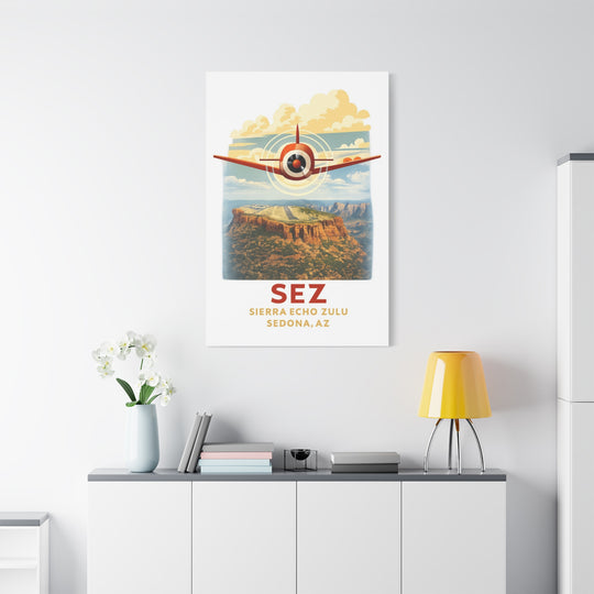 Sedona SEZ Vintage- Aviation Canvas Wall Art | Pilot & Airport Artwork
