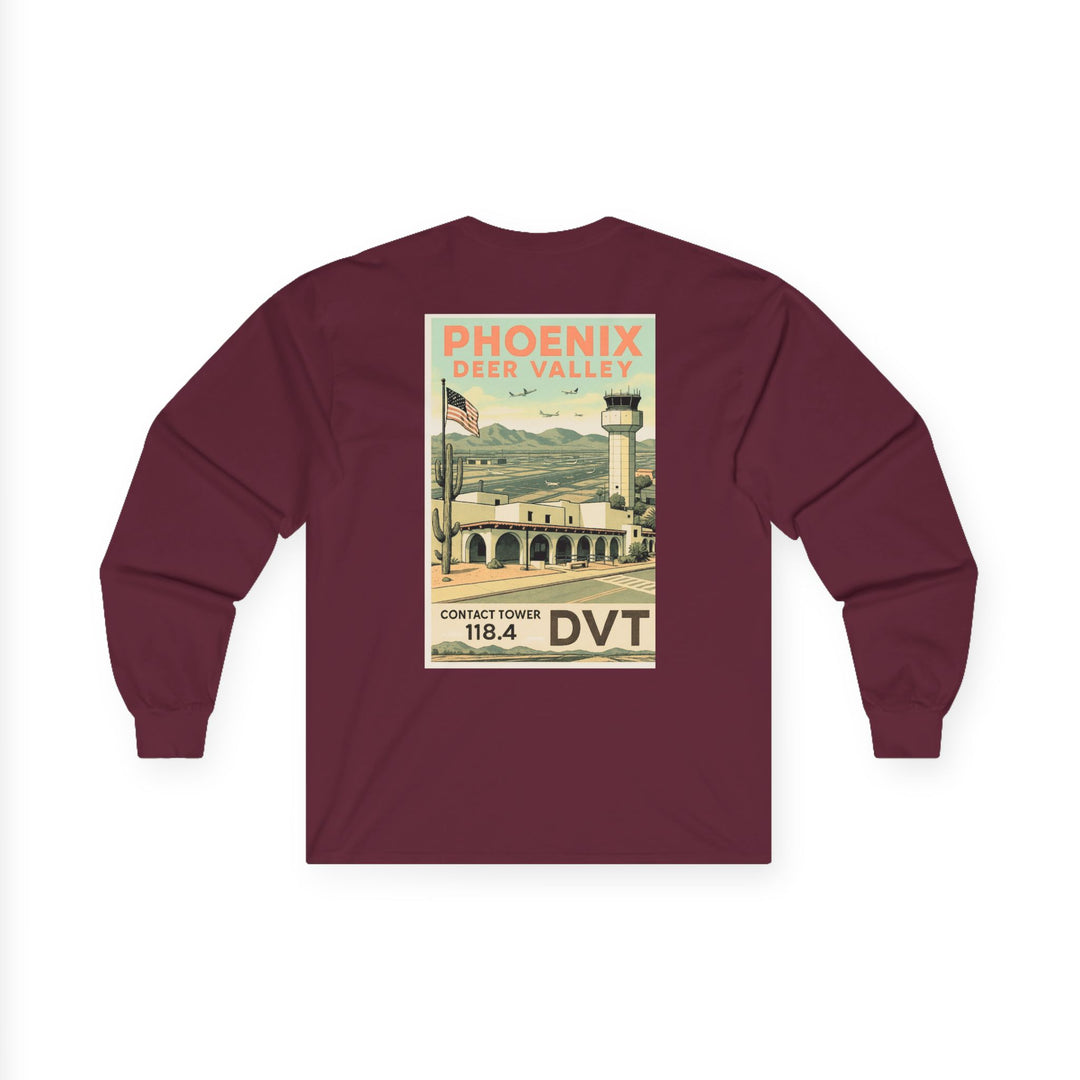 Phoenix Deer Valley Airport Aviation Long Sleeve T-Shirt – Retro Poster