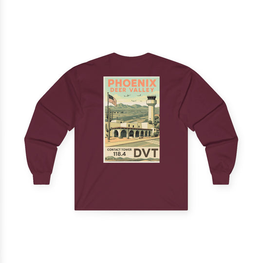 Phoenix Deer Valley Airport Aviation Long Sleeve T-Shirt – Retro Poster