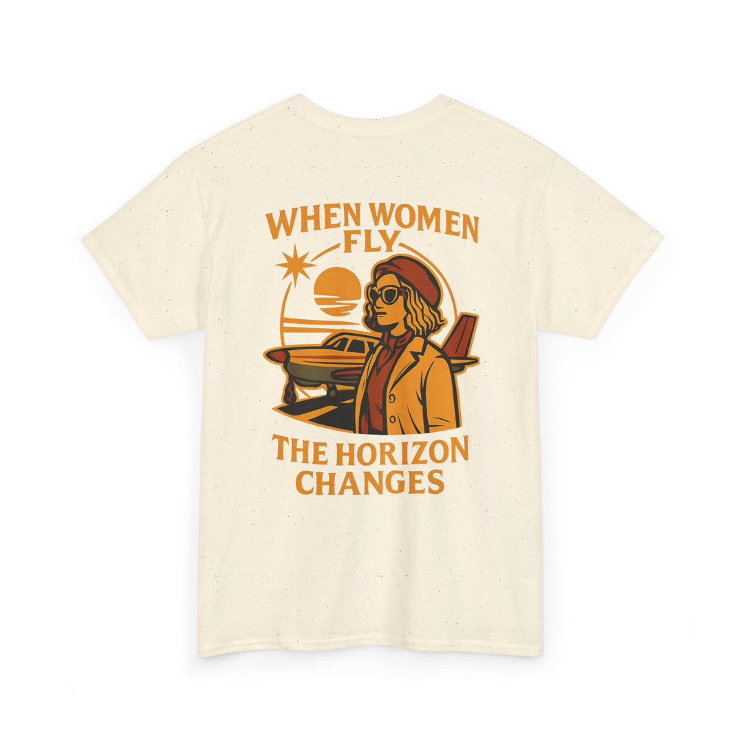 Women in Aviation Graphic T-Shirt – When Women Fly, the Horizon Changes