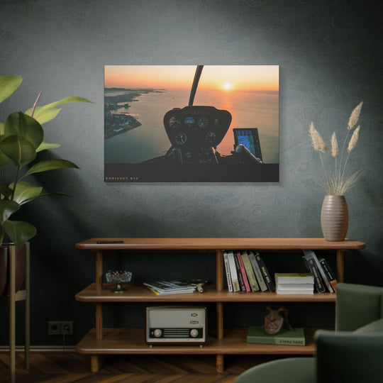 Robinson R44 Sunset– Aviation Canvas Wall Art | Pilot & Airport Artwork
