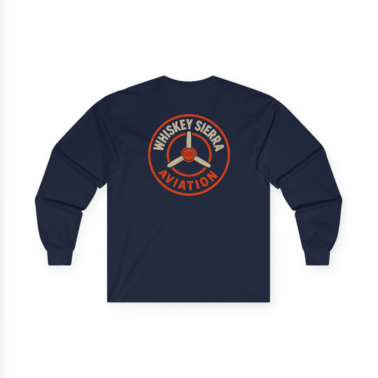 Orange Aviation Logo Long Sleeve Tee — "Whiskey Sierra Aviation" Pilot Shirt