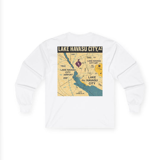 Lake Havasu City KHII Vintage Aviation Map Long Sleeve T-Shirt