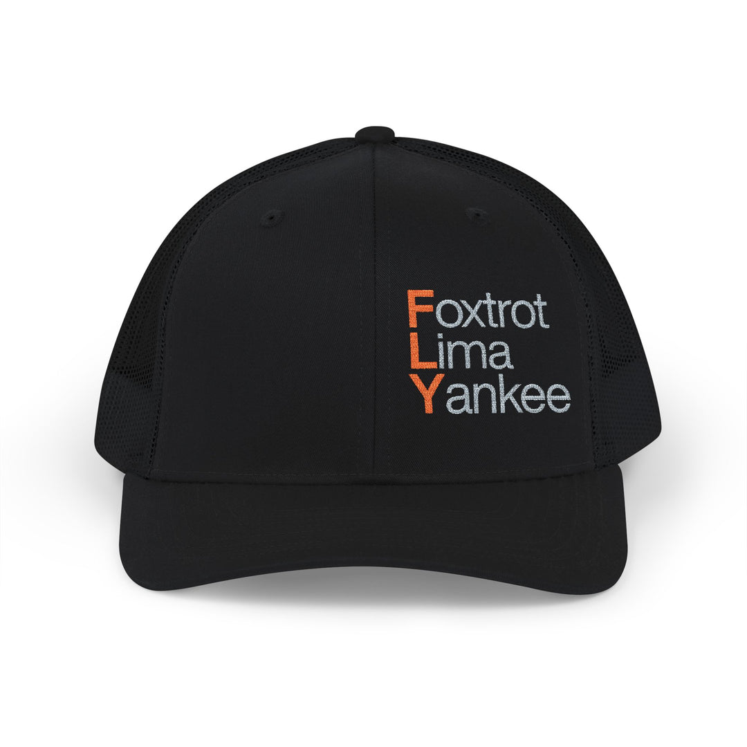 Foxtrot Lima Yankee Embroidered Trucker Cap — Aviation Phonetic Hat