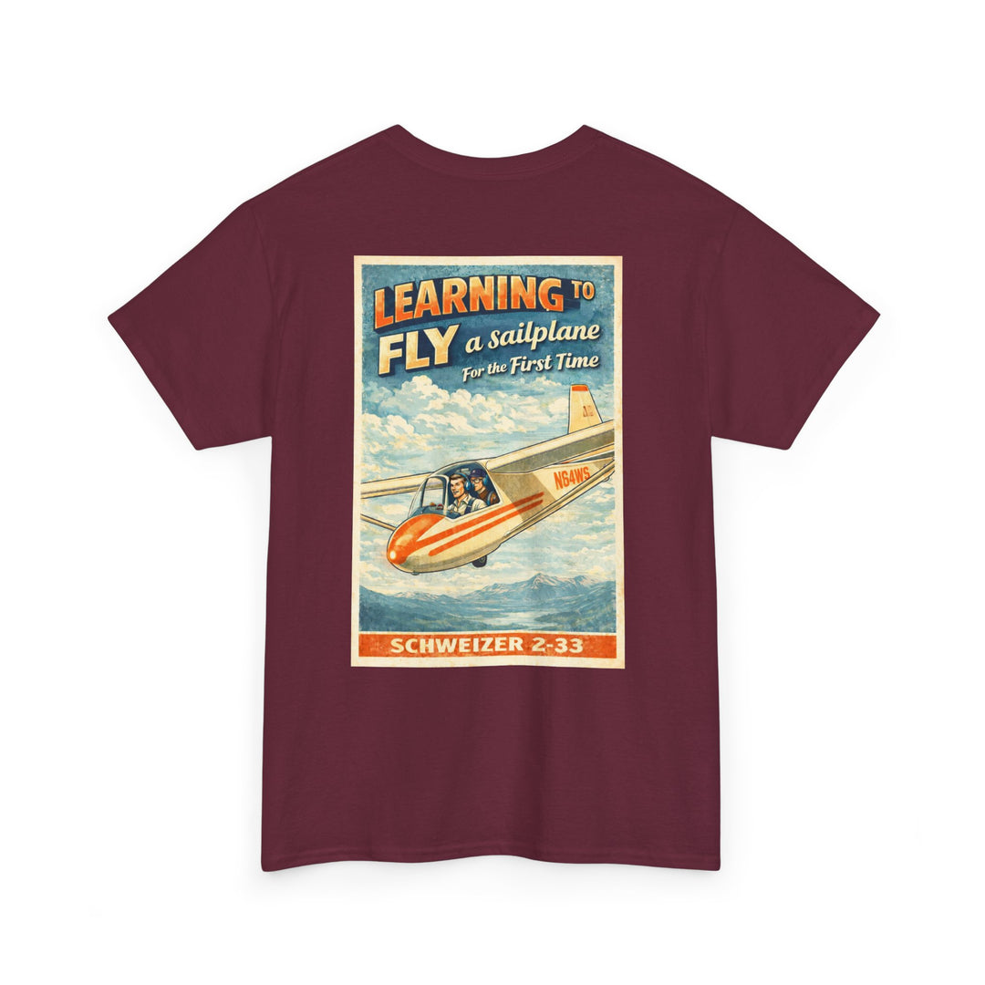 Vintage Aviation Graphic T-Shirt – “Learning to Fly” Sailplane