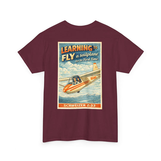 Vintage Aviation Graphic T-Shirt – “Learning to Fly” Sailplane