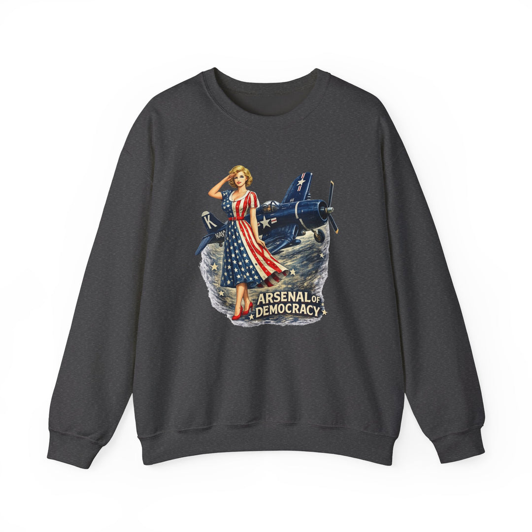 Arsenal of Democracy Vintage Pin-Up Plane- Sweatshirt