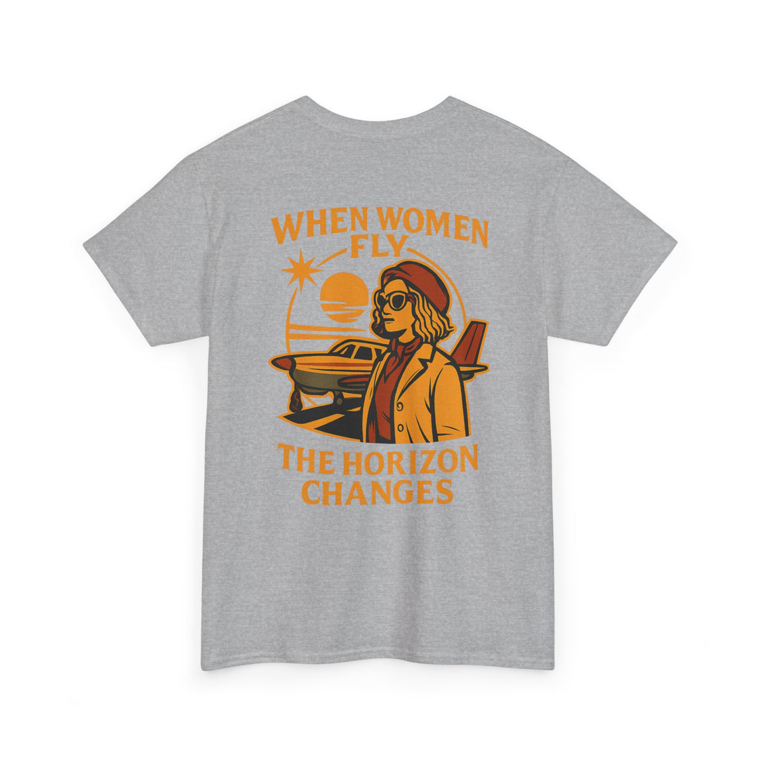 Women in Aviation Graphic T-Shirt – When Women Fly, the Horizon Changes