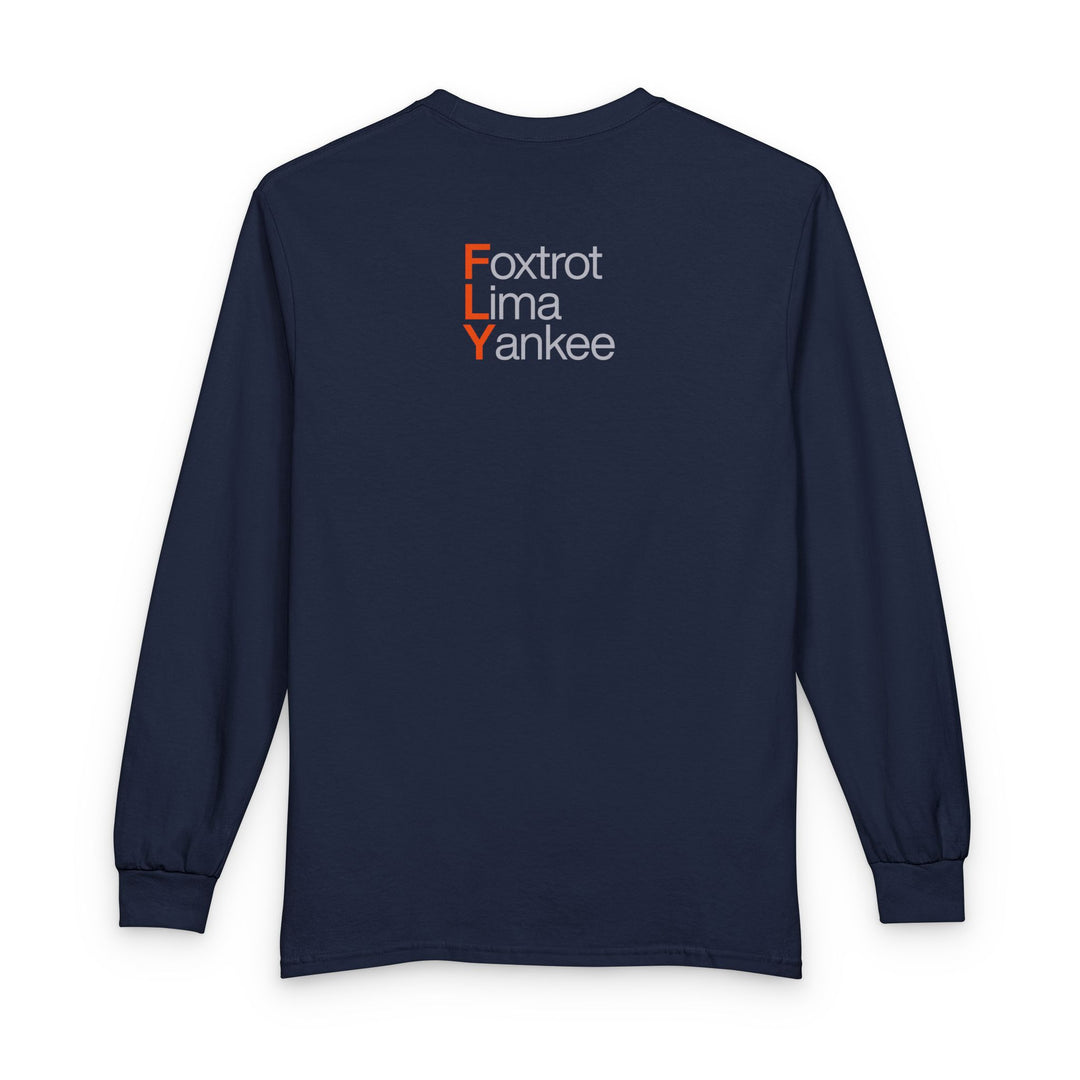 FLY Phonetic Alphabet Long Sleeve Tee — Minimal Aviation Crew Shirt