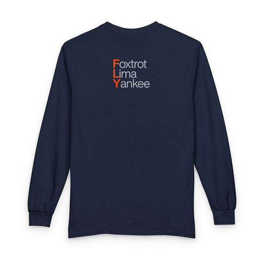 FLY Phonetic Alphabet Long Sleeve Tee — Minimal Aviation Crew Shirt