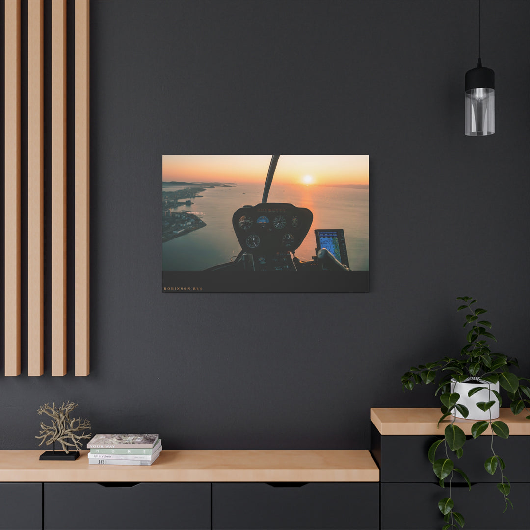 Robinson R44 Sunset– Aviation Canvas Wall Art | Pilot & Airport Artwork