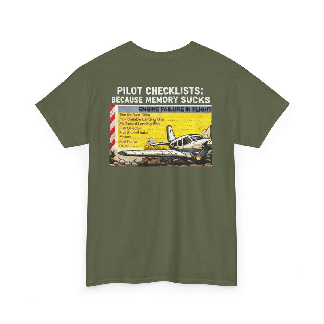 Pilot Checklists Aviation Graphic T-Shirt – Because Memory Sucks